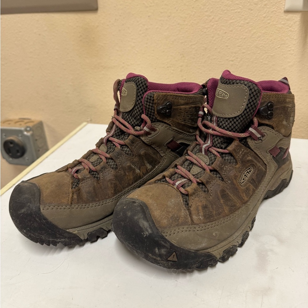 Pink and Brown Hiking Boots